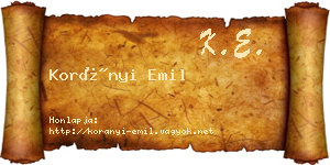Korányi Emil névjegykártya